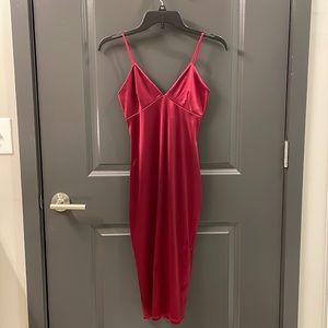 Wine colored sateen Bodycon dress. Size XS.